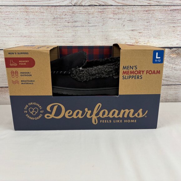 Dearfoams Memory Foam Men's Slippers Black Size Large 11-12 - Picture 7 of 10